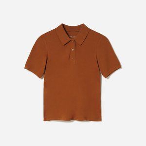 Everlane Pique Polo, Brown XS